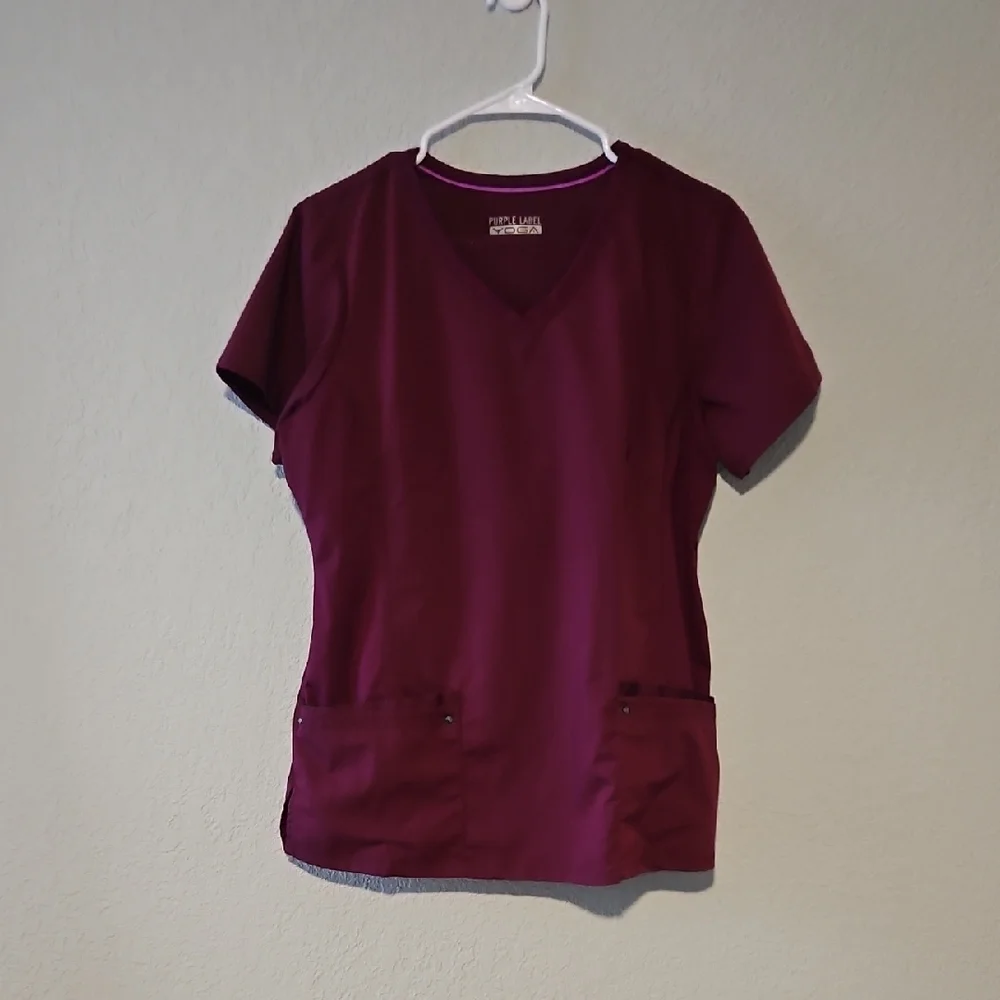 Healing Hands Purple Label Scrub Set – Wine, Size L (L Top & M Pants)